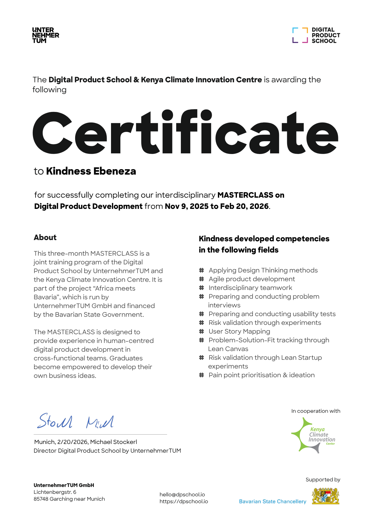 Preview of the certificate
